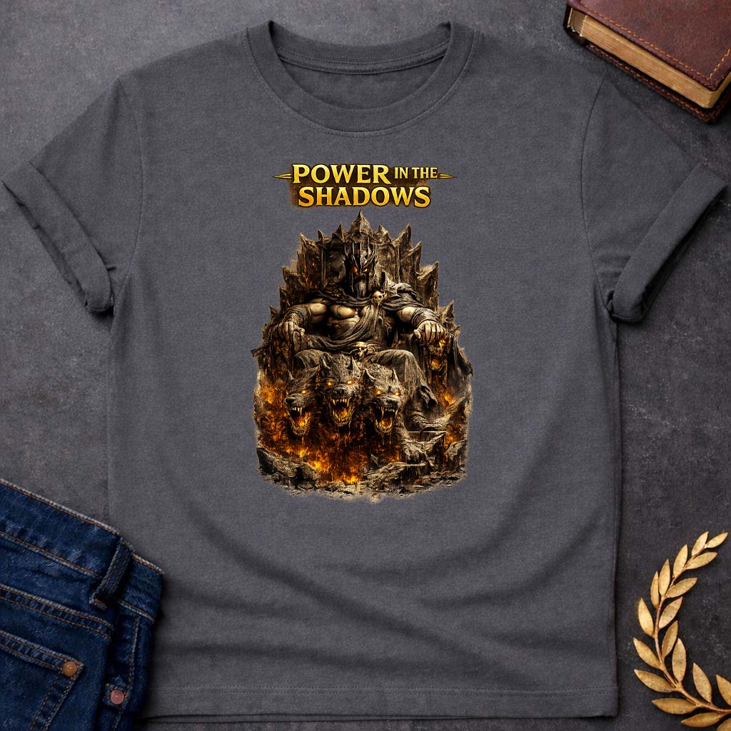 hades power in the shadows greek mythology kids heavy cotton™ tee featuring underworld king, skull motifs, dark Greek mythology design
