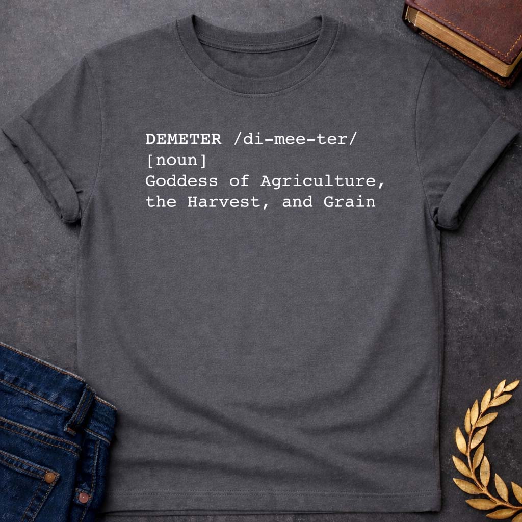 demeter dictionary definition greek mythology youth heavy cotton™ tee featuring detailed Greek mythology artwork, symbolic design, and bold graphic style