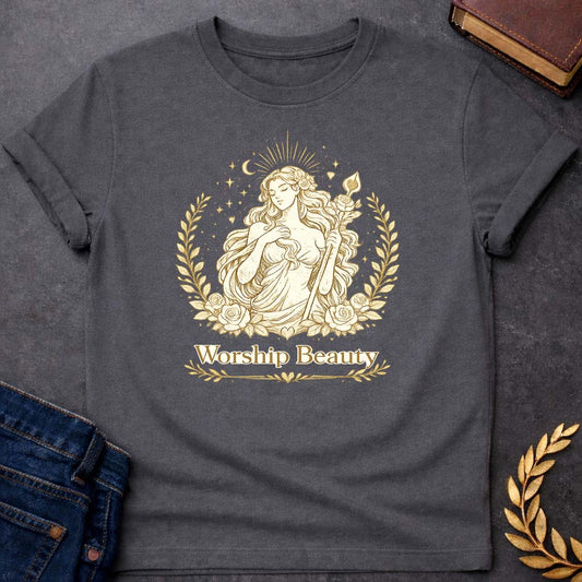 aphrodite worship beauty greek mythology youth heavy cotton™ tee featuring detailed Greek mythology artwork, symbolic design, and bold graphic style