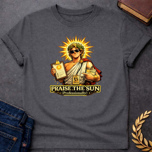 apollo praise the sun greek mythology youth heavy cotton™ tee featuring detailed Greek mythology artwork, symbolic design, and bold graphic style