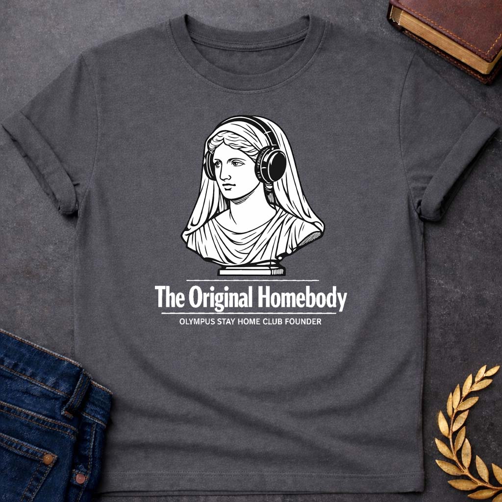 hestia the original homebody greek mythology youth t shirt featuring detailed Greek mythology artwork, symbolic design, and bold graphic style