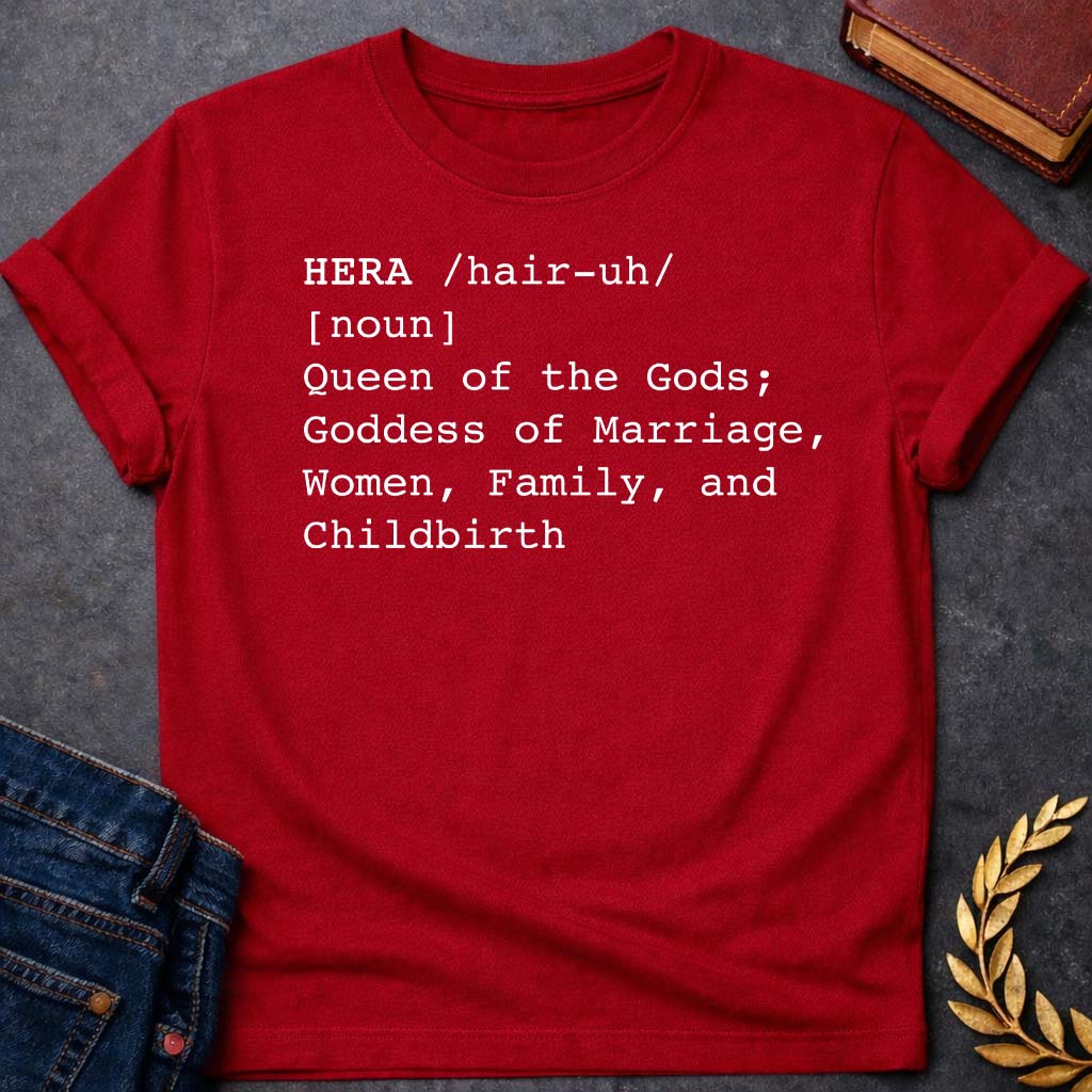 hera dictionary definition greek mythology youth heavy cotton™ tee featuring detailed Greek mythology artwork, symbolic design, and bold graphic style