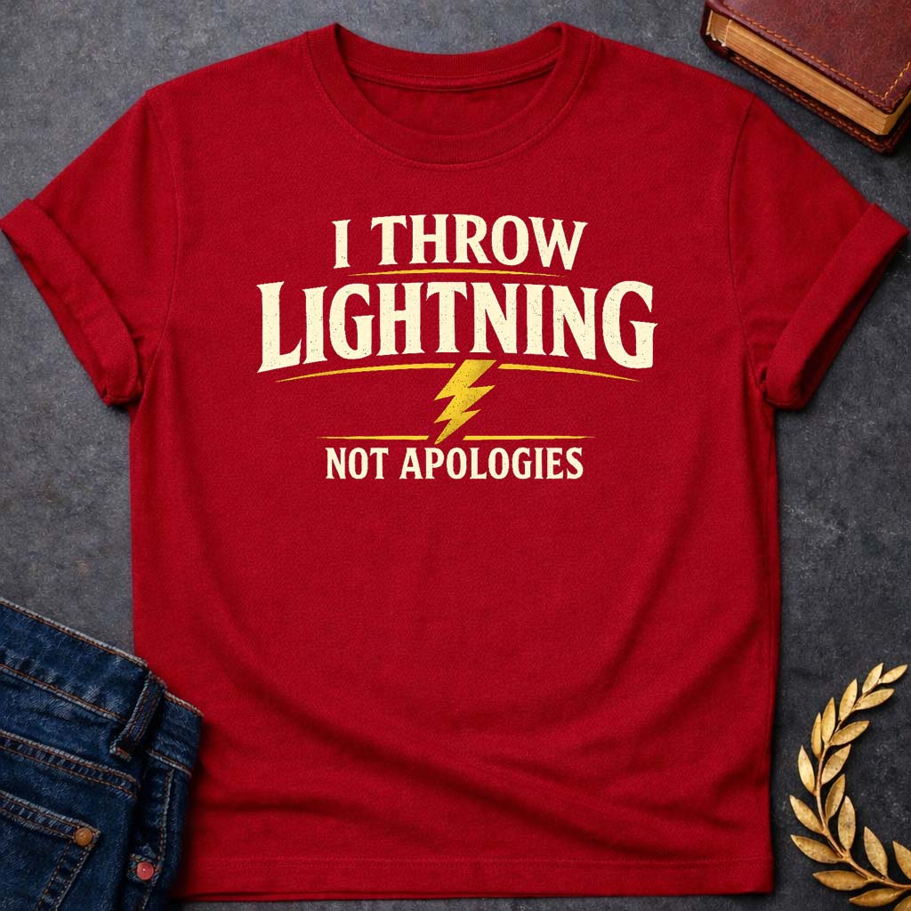 zeus i throw lightning greek mythology youth t shirt featuring lightning bolt, sky god power symbolism in bold Greek mythology design