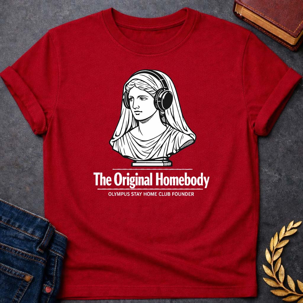 hestia the original homebody greek mythology youth t shirt featuring detailed Greek mythology artwork, symbolic design, and bold graphic style