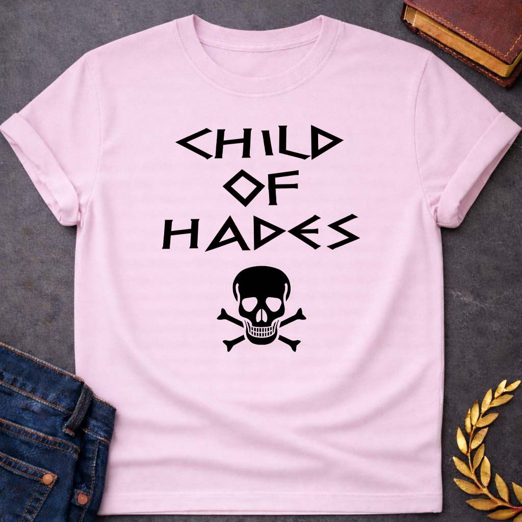 child of hades greek mythology unisex softstyle adult t shirt featuring underworld king, skull motifs, dark Greek mythology design