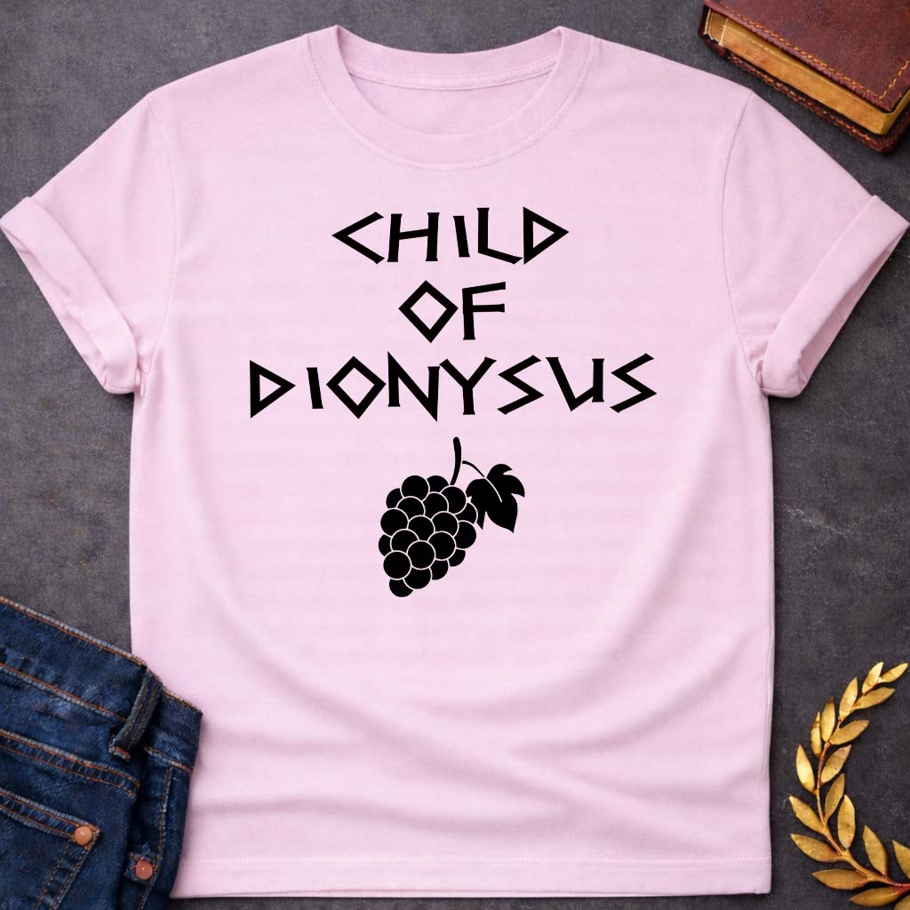 child of dionysus greek mythology unisex softstyle adult t shirt featuring detailed Greek mythology artwork, symbolic design, and bold graphic style