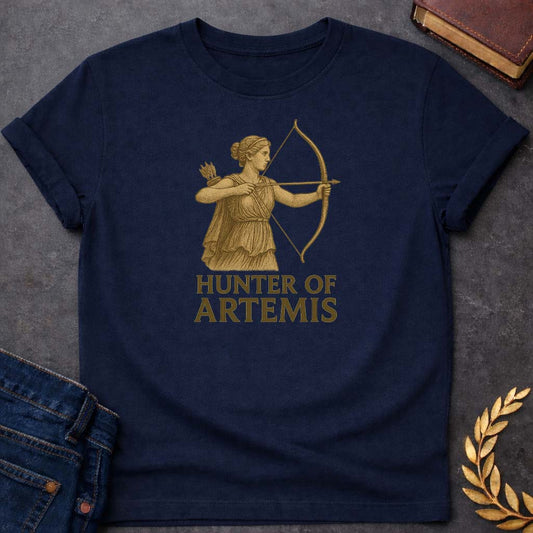 Hunter of Artemis Greek Mythology Youth T-Shirt featuring detailed Greek mythology artwork, symbolic design, and bold graphic style