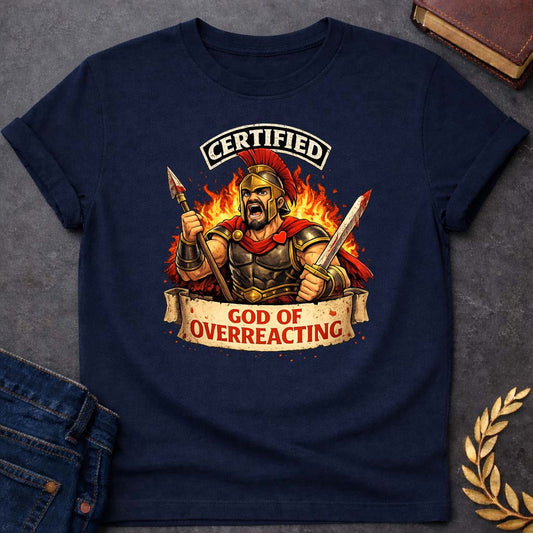 ares certified god of overreacting greek mythology youth heavy cotton™ tee featuring warrior armor, battle symbolism, god of war Greek mythology design
