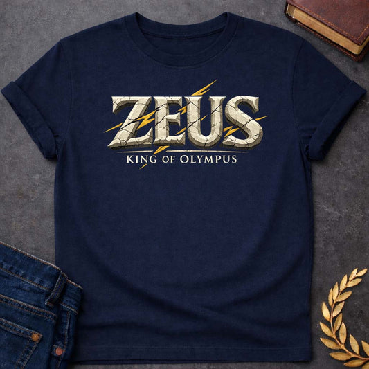 Zeus King of Olympus Greek Mythology Youth T-Shirt featuring lightning bolt, sky god power symbolism in bold Greek mythology design