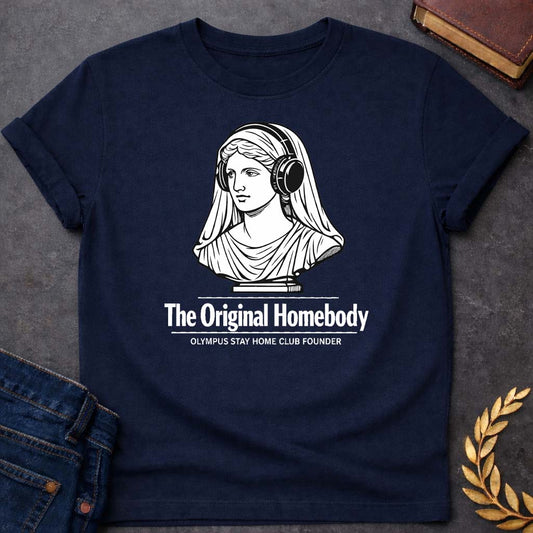 Hestia The Original Homebody Greek Mythology Youth T-Shirt featuring detailed Greek mythology artwork, symbolic design, and bold graphic style
