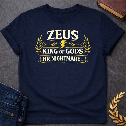 Zeus King of the Gods HR Nightmare Greek Mythology Youth T-Shirt featuring lightning bolt, sky god power symbolism in bold Greek mythology design