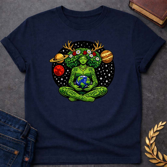 gaia cosmic mother earth art greek mythology adult shirt featuring detailed Greek mythology artwork, symbolic design, and bold graphic style