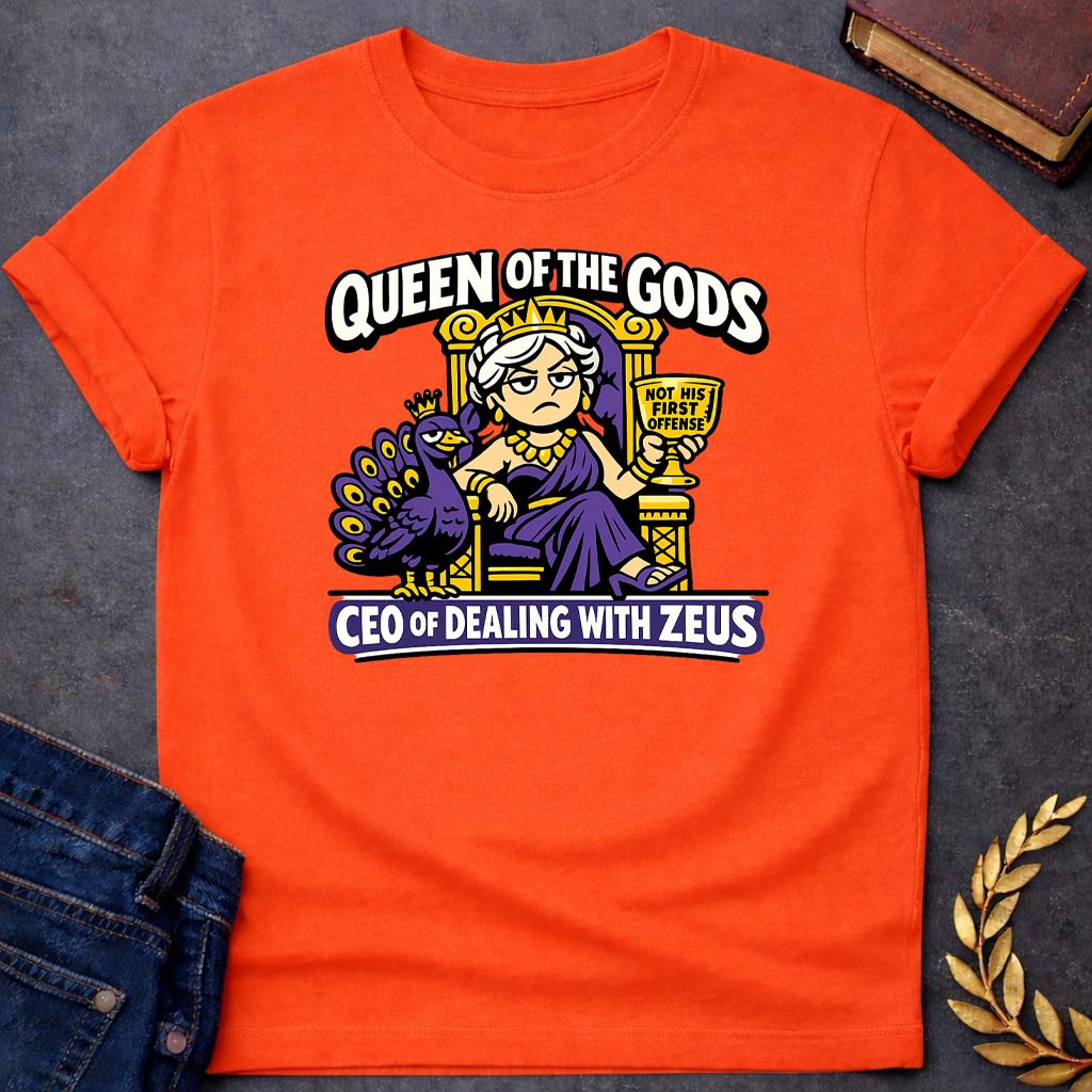 hera queen of the gods greek mythology youth t shirt featuring detailed Greek mythology artwork, symbolic design, and bold graphic style