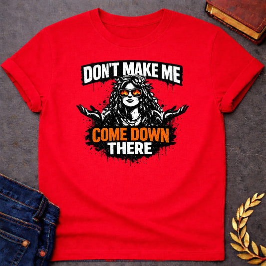 gaia dont make me come down there greek mythology adult shirt featuring detailed Greek mythology artwork, symbolic design, and bold graphic style
