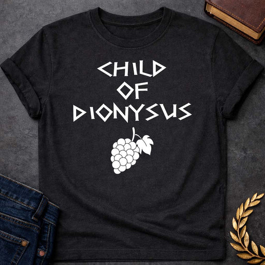 child of dionysus greek mythology unisex softstyle adult t shirt featuring detailed Greek mythology artwork, symbolic design, and bold graphic style