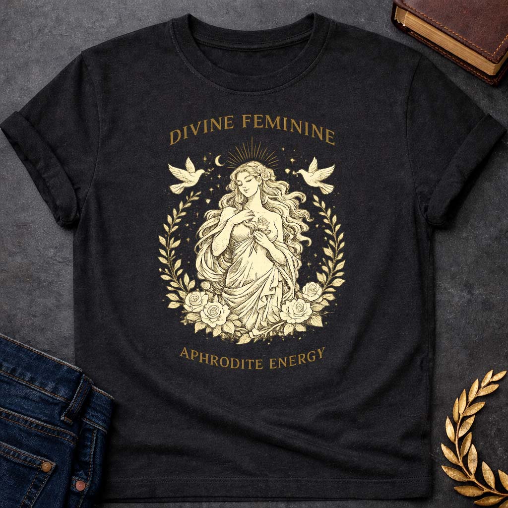 aphrodite divine feminine aphrodite energy greek mythology youth heavy cotton™ tee featuring detailed Greek mythology artwork, symbolic design, and bold graphic style