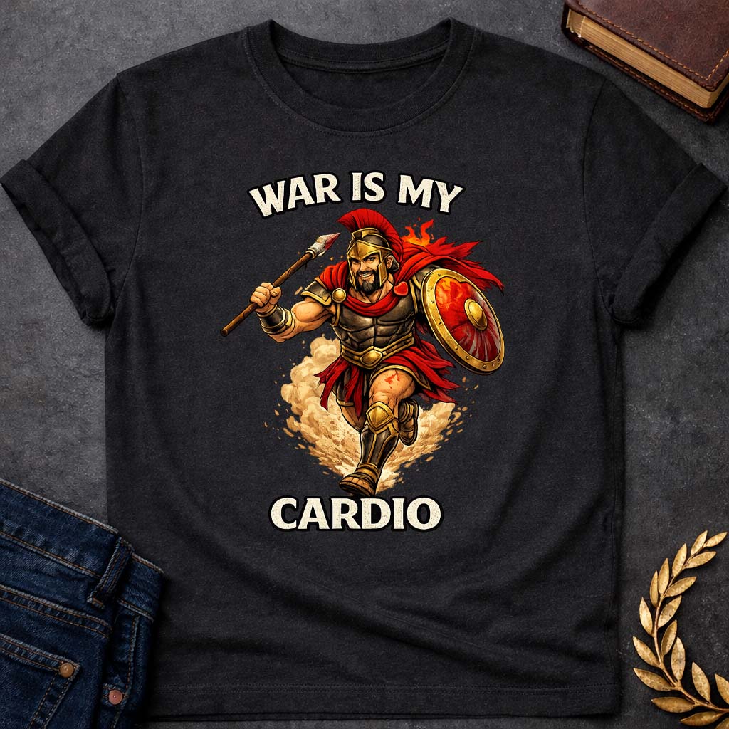 ares war is my cardio greek mythology youth heavy cotton™ tee featuring warrior armor, battle symbolism, god of war Greek mythology design