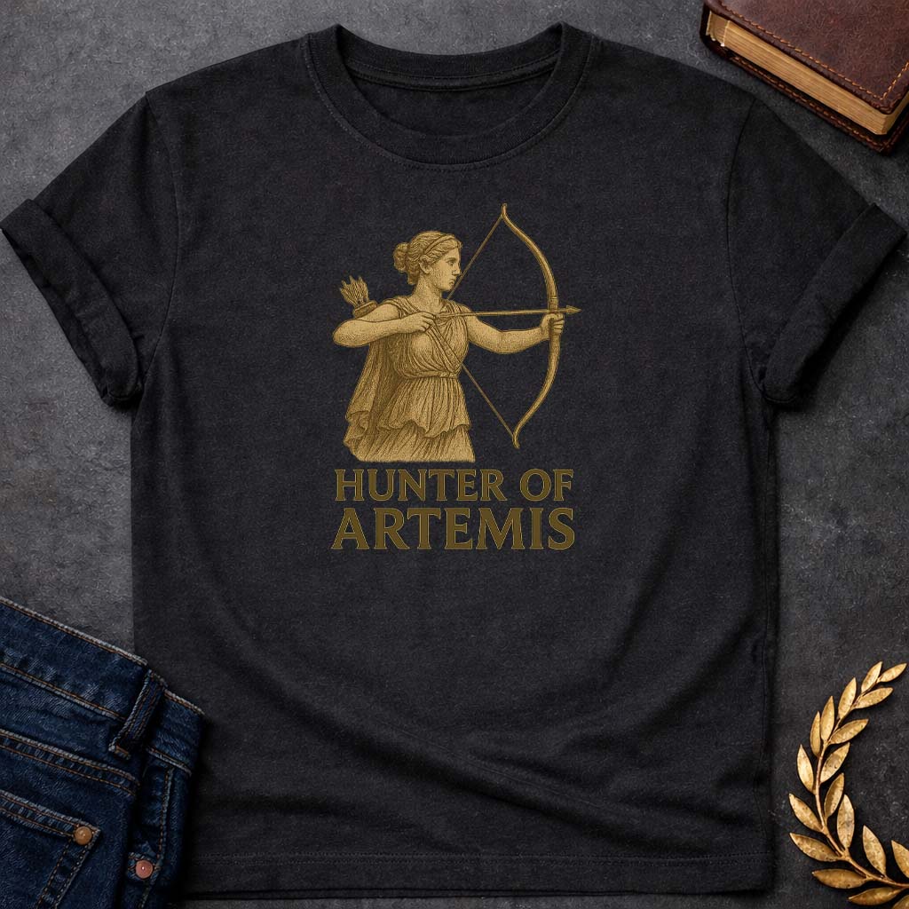 hunter of artemis greek mythology youth t shirt 1 featuring detailed Greek mythology artwork, symbolic design, and bold graphic style