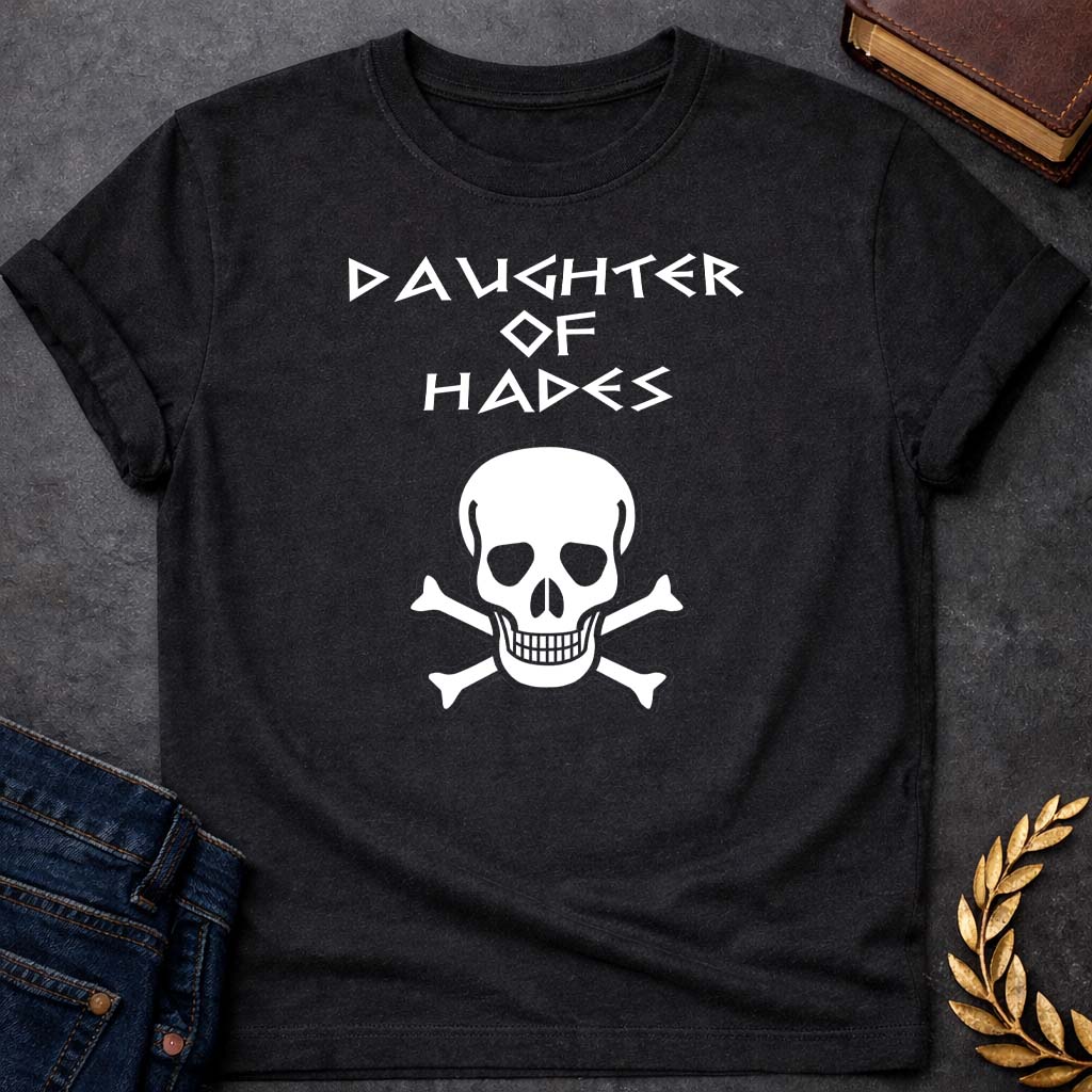 daughter of hades unisex softstyle adult t shirt featuring underworld king, skull motifs, dark Greek mythology design