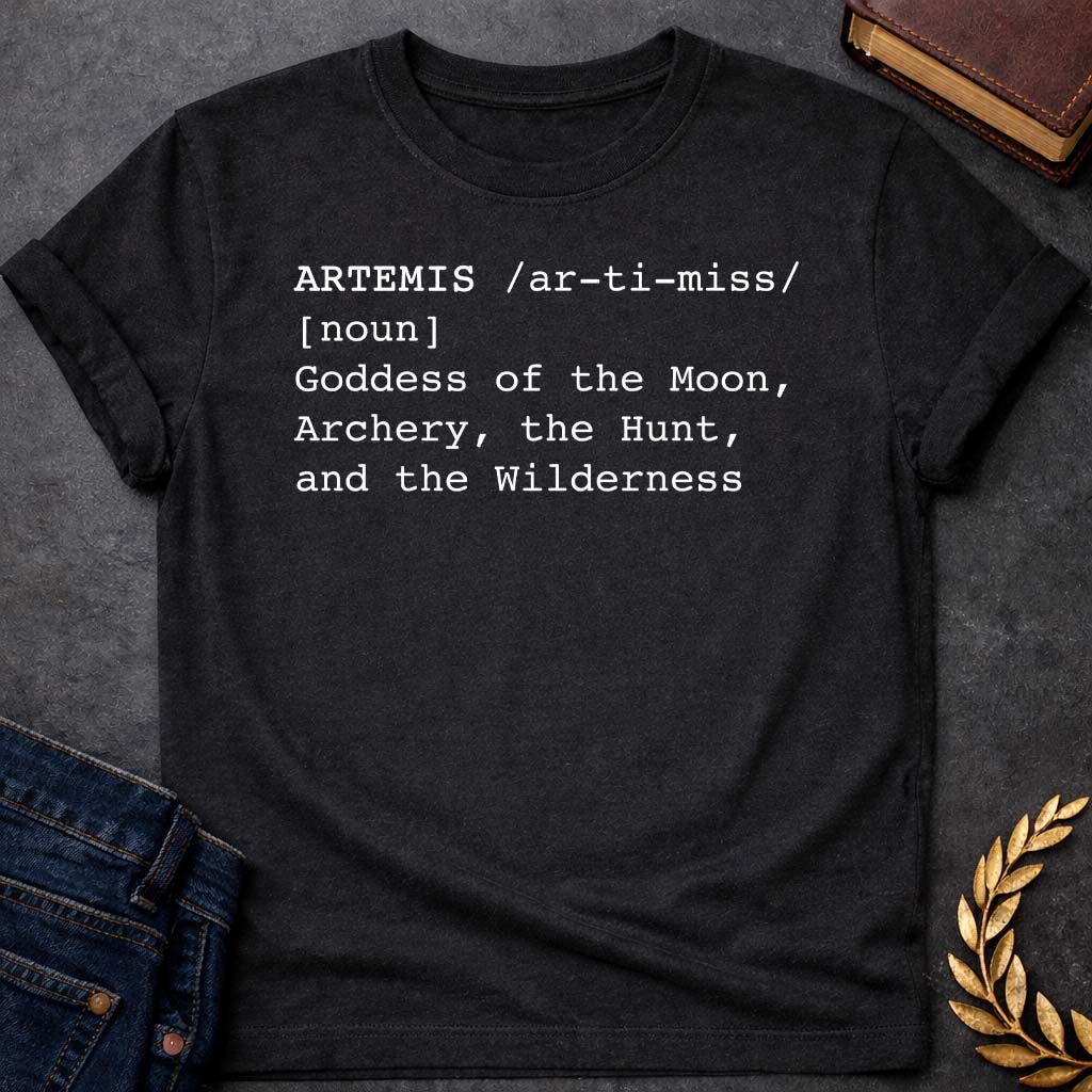 artemis dictionary definition greek mythology youth heavy cotton™ tee featuring detailed Greek mythology artwork, symbolic design, and bold graphic style