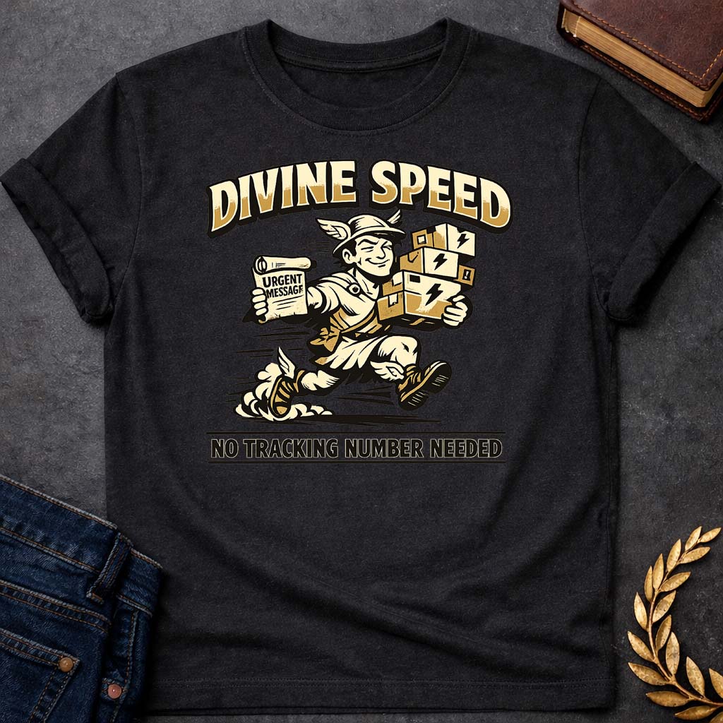 hermes divine speed greek mythology adult t shirt featuring detailed Greek mythology artwork, symbolic design, and bold graphic style