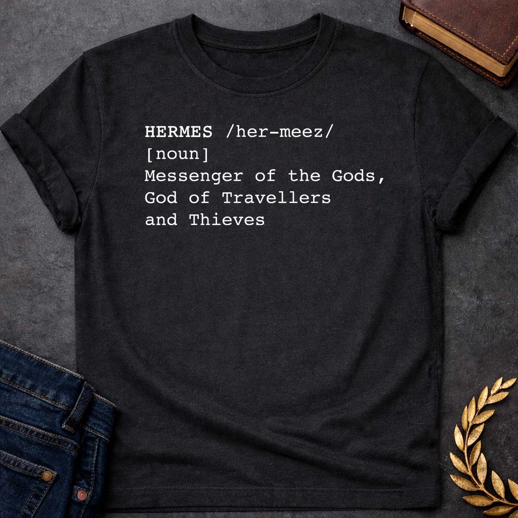 hermes dictionary definition greek mythology youth heavy cotton™ tee featuring detailed Greek mythology artwork, symbolic design, and bold graphic style
