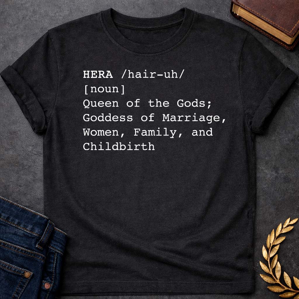 hera dictionary definition greek mythology youth heavy cotton™ tee featuring detailed Greek mythology artwork, symbolic design, and bold graphic style
