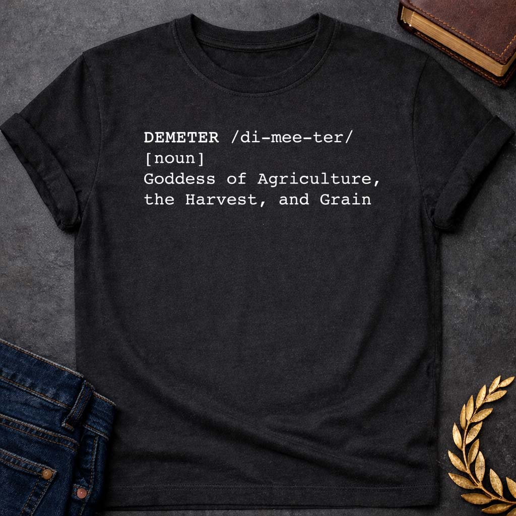 demeter dictionary definition greek mythology youth heavy cotton™ tee featuring detailed Greek mythology artwork, symbolic design, and bold graphic style
