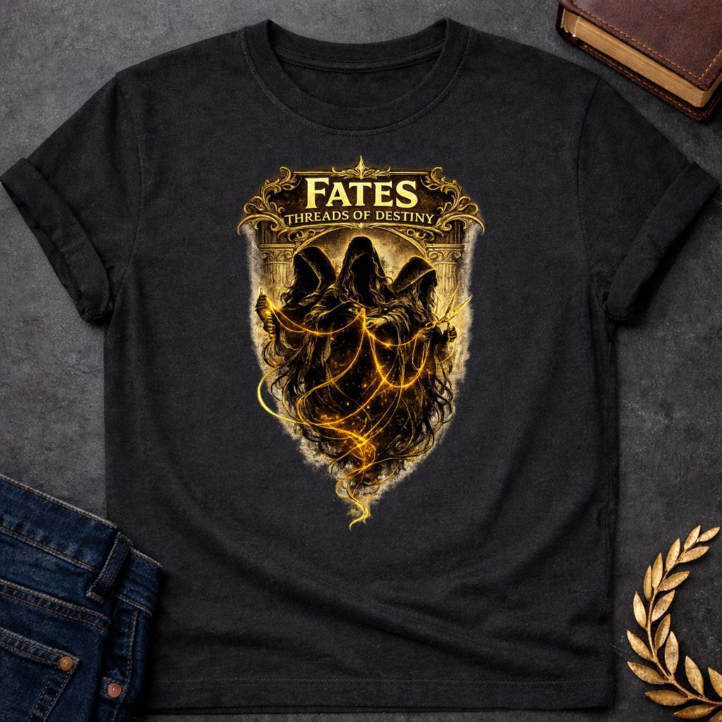 fates threads of destiny greek mythology kids heavy cotton™ tee featuring detailed Greek mythology artwork, symbolic design, and bold graphic style