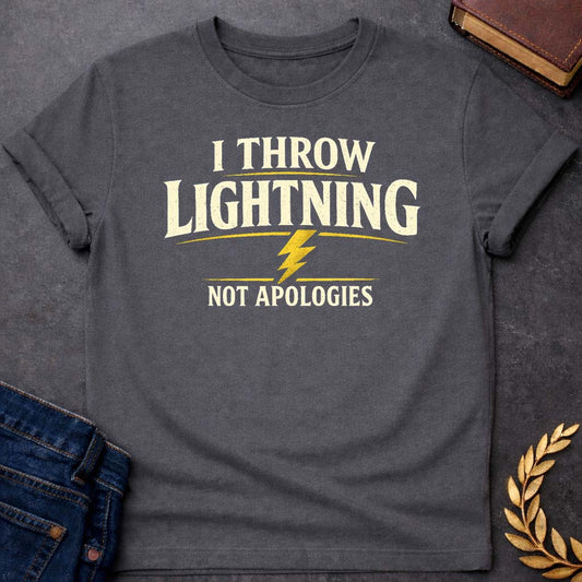 zeus i throw lightning greek mythology youth t shirt featuring lightning bolt, sky god power symbolism in bold Greek mythology design