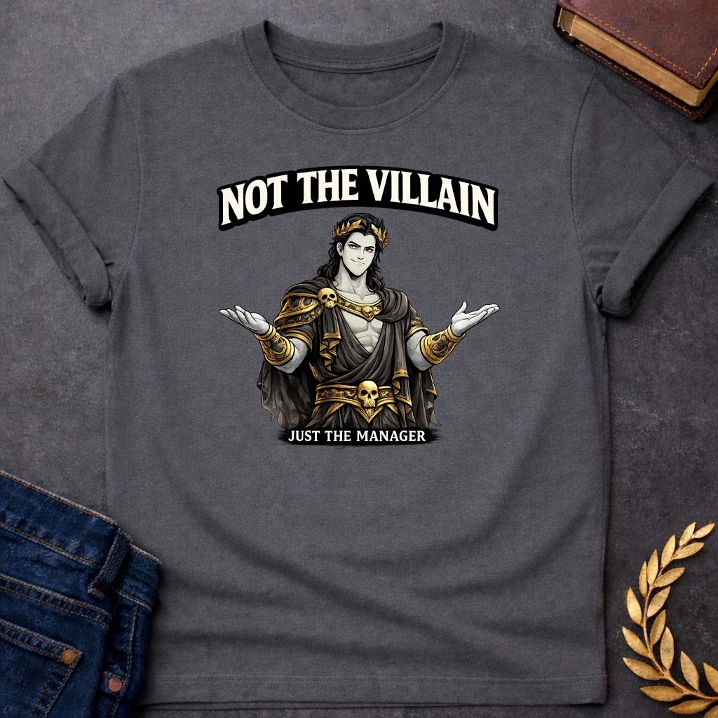 hades not the villain greek mythology youth t shirt featuring underworld king, skull motifs, dark Greek mythology design