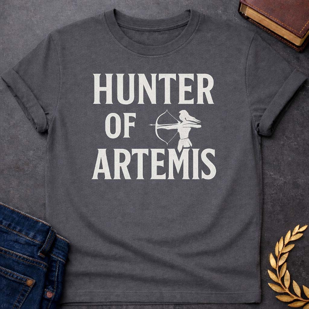 hunter of artemis greek mythology youth t shirt featuring detailed Greek mythology artwork, symbolic design, and bold graphic style