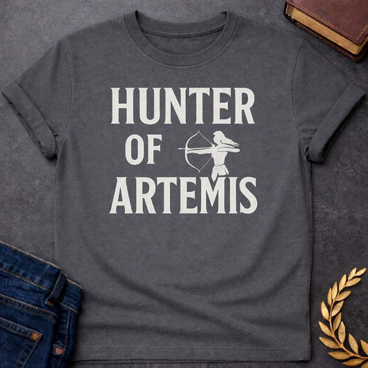 hunter of artemis greek mythology youth t shirt featuring detailed Greek mythology artwork, symbolic design, and bold graphic style