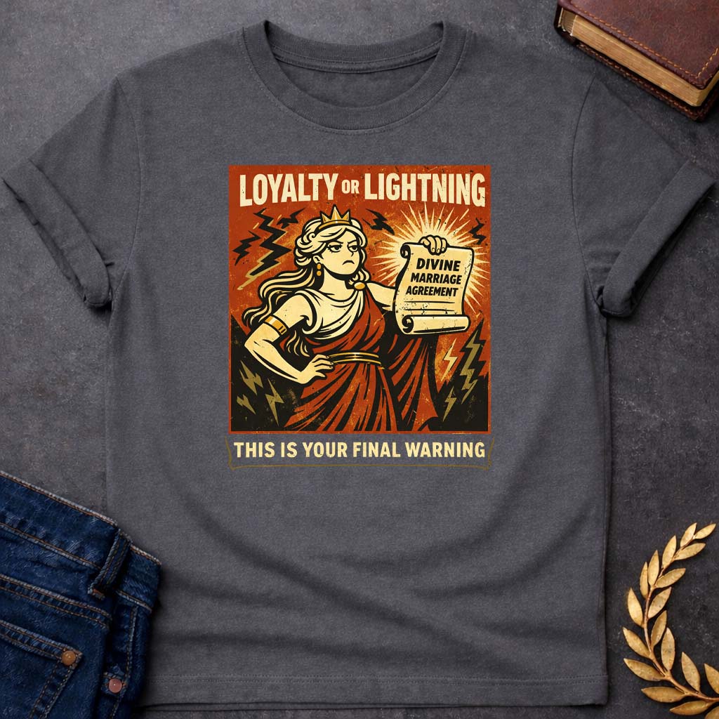 hera loyalty or lightning greek mythology youth t shirt featuring detailed Greek mythology artwork, symbolic design, and bold graphic style