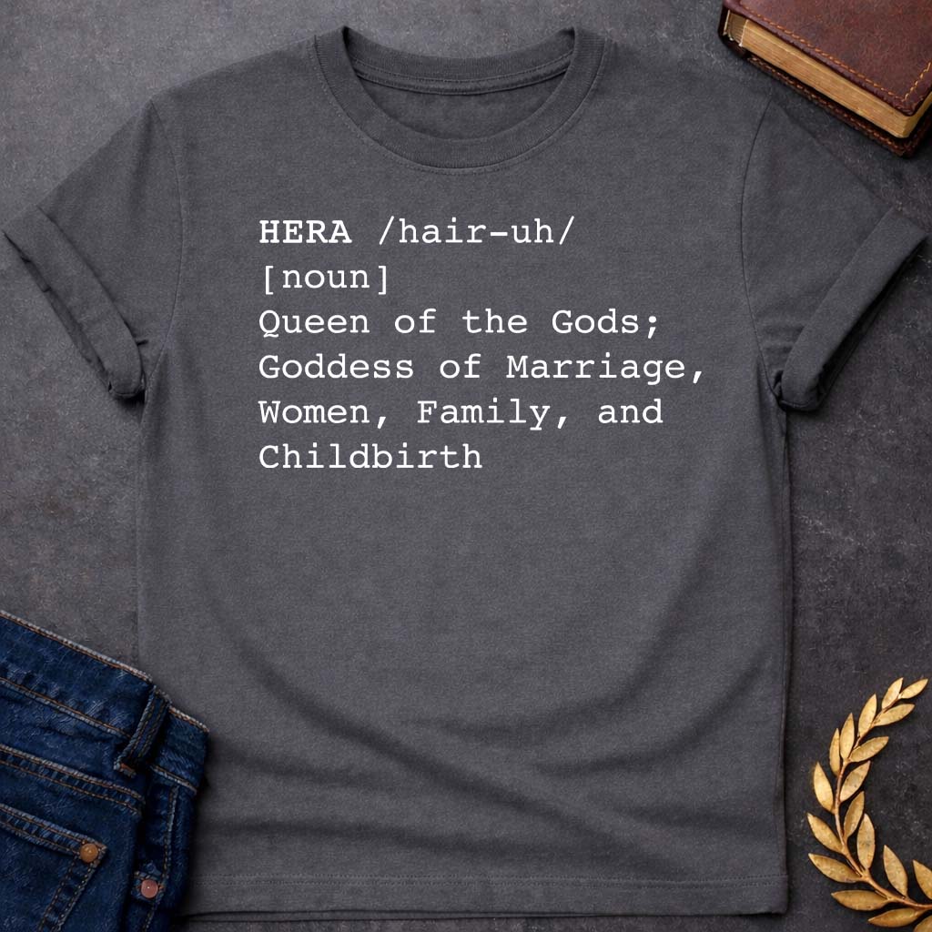 hera dictionary definition greek mythology youth heavy cotton™ tee featuring detailed Greek mythology artwork, symbolic design, and bold graphic style