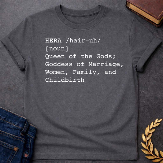 hera dictionary definition greek mythology youth heavy cotton™ tee featuring detailed Greek mythology artwork, symbolic design, and bold graphic style