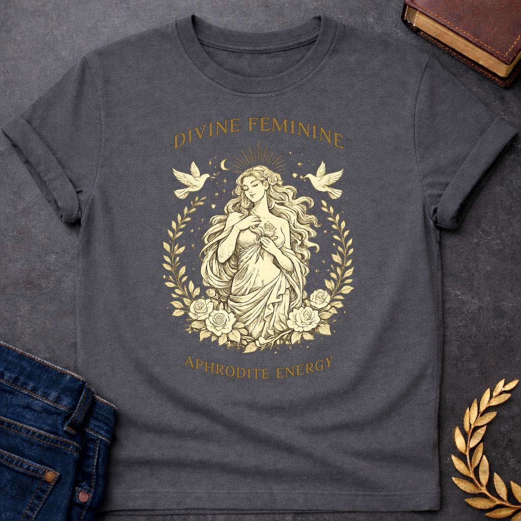 Aphrodite Divine Feminine Aphrodite Energy Greek Mythology Youth T-Shirt featuring detailed Greek mythology artwork, symbolic design, and bold graphic style