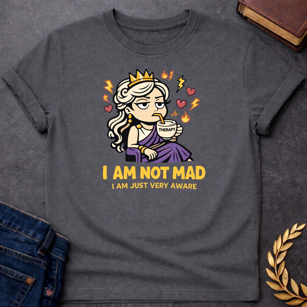 hera i am not mad i am just very aware greek mythology youth t shirt featuring detailed Greek mythology artwork, symbolic design, and bold graphic style
