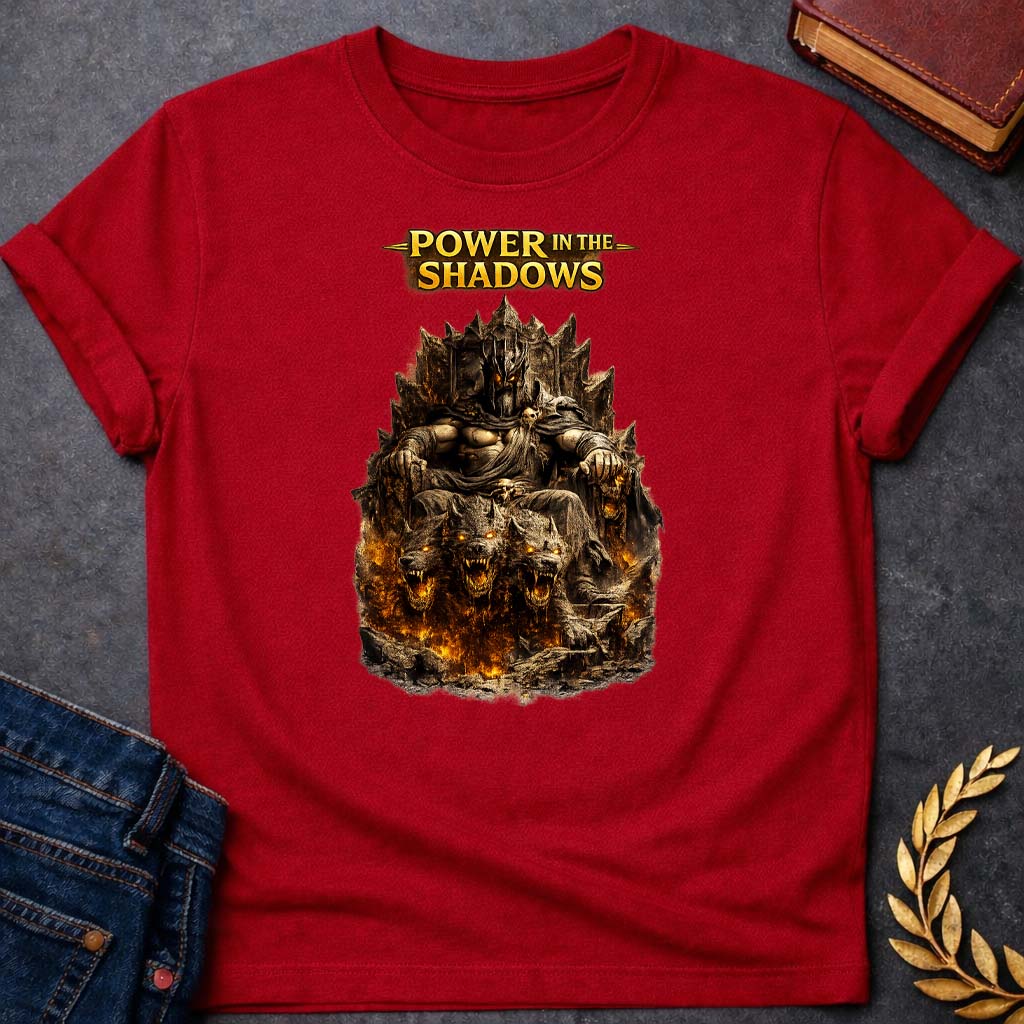 hades power in the shadows greek mythology unisex softstyle t shirt featuring underworld king, skull motifs, dark Greek mythology design