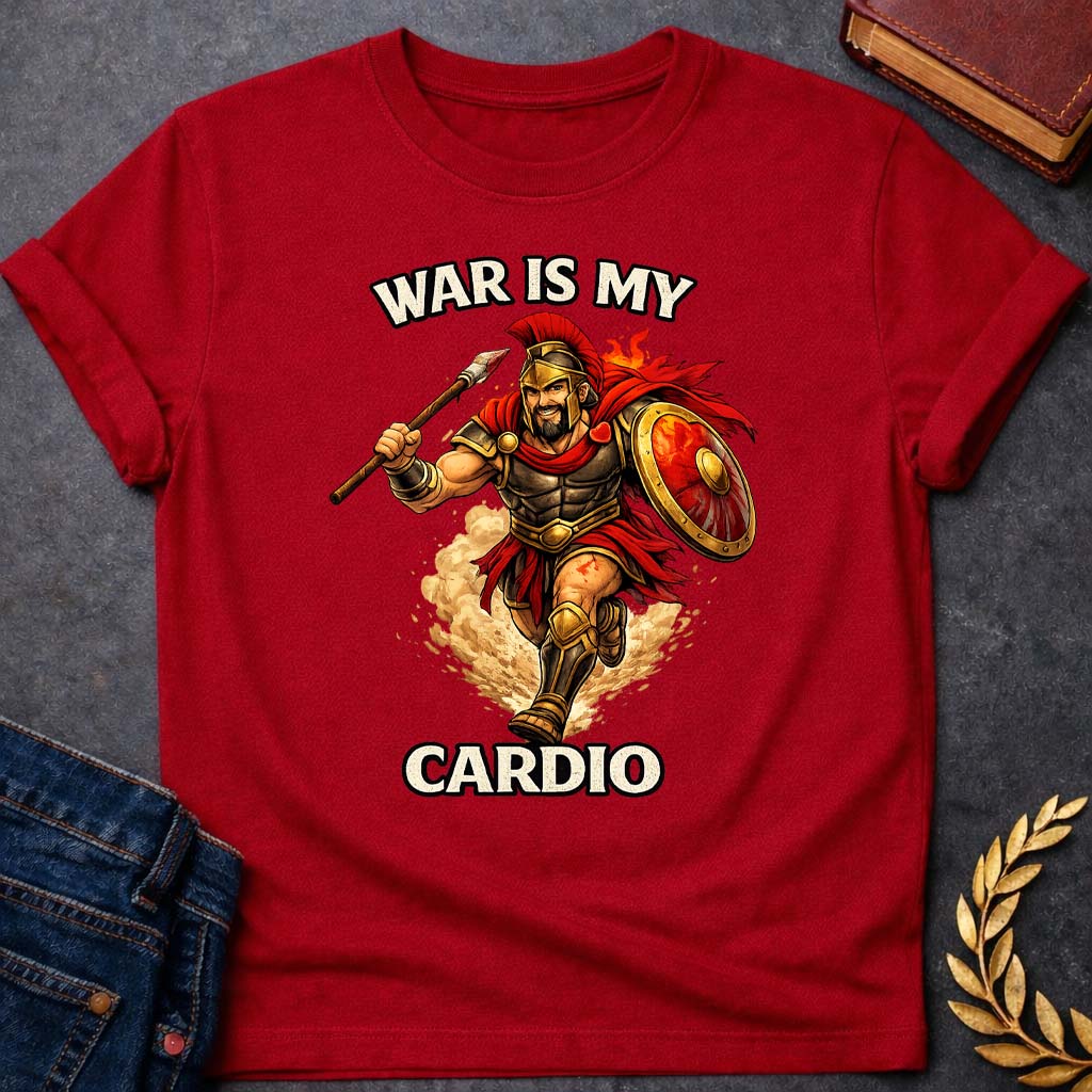 ares war is my cardio greek mythology unisex softstyle adult t shirt featuring warrior armor, battle symbolism, god of war Greek mythology design