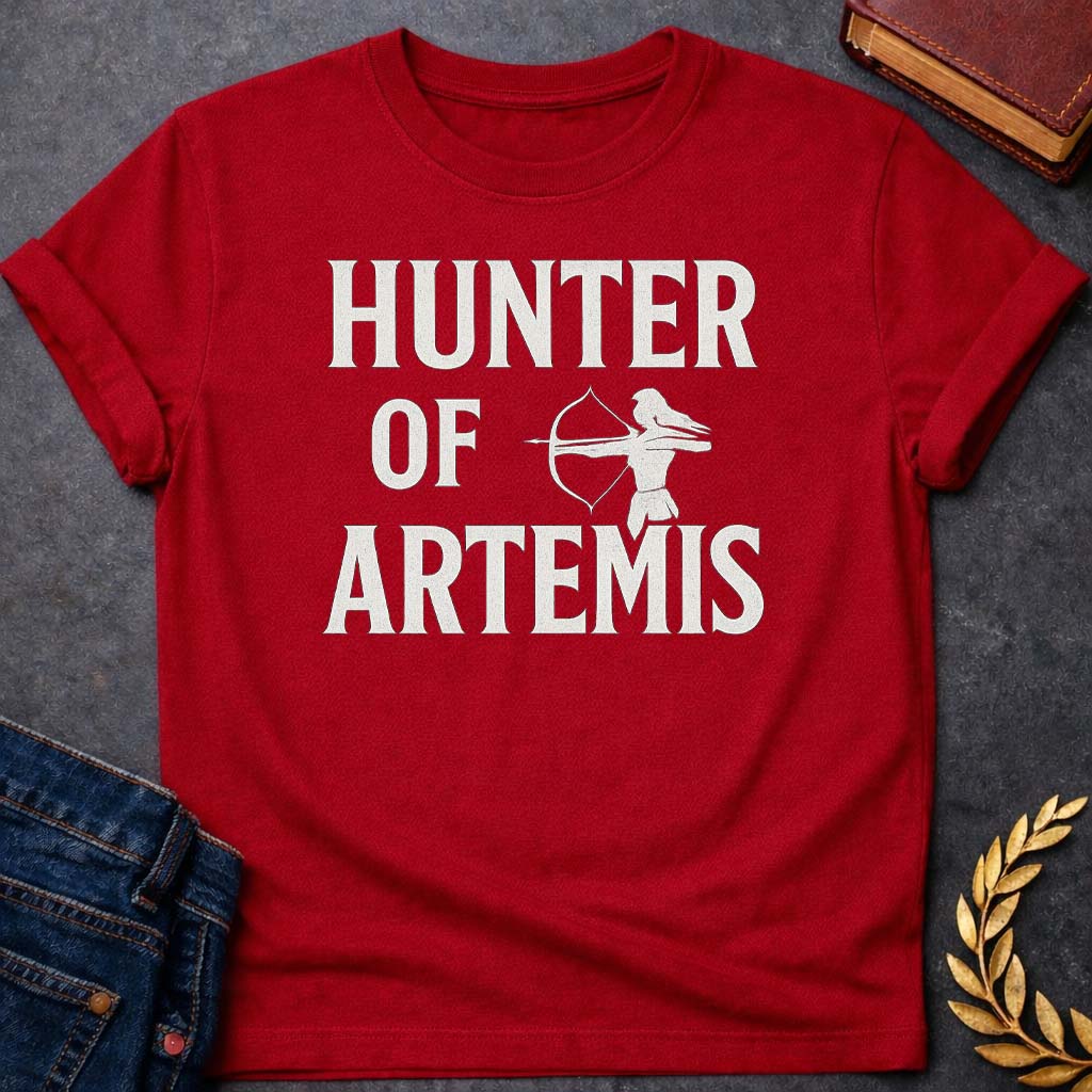hunter of artemis greek mythology youth t shirt featuring detailed Greek mythology artwork, symbolic design, and bold graphic style