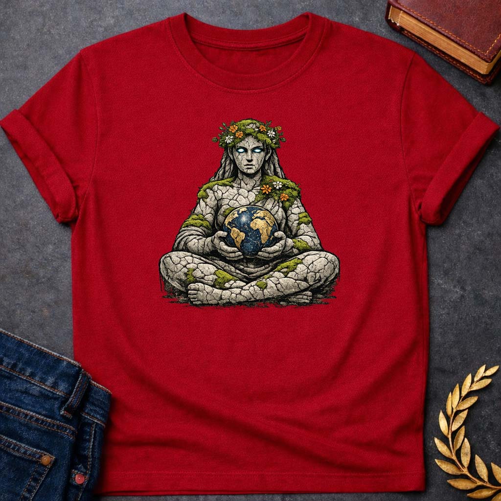 gaia mother of earth greek mythology adult shirt featuring detailed Greek mythology artwork, symbolic design, and bold graphic style