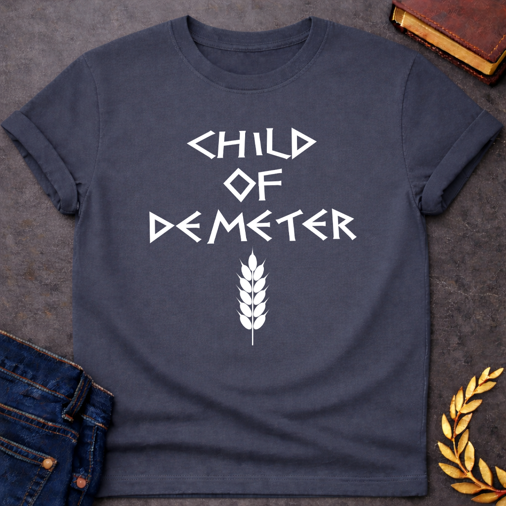 child of demeter greek mythology unisex softstyle adult t shirt featuring detailed Greek mythology artwork, symbolic design, and bold graphic style