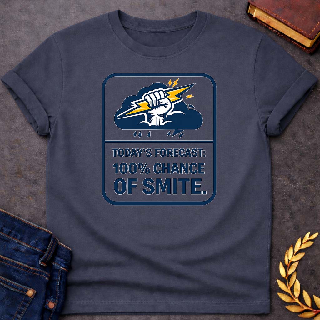 zeus 100 chance of smite gym greek mythology youth t shirt featuring lightning bolt, sky god power symbolism in bold Greek mythology design