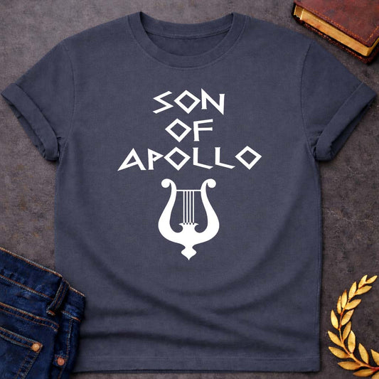Son of Apollo Greek Mythology Adult T-Shirt featuring detailed Greek mythology artwork, symbolic design, and bold graphic style
