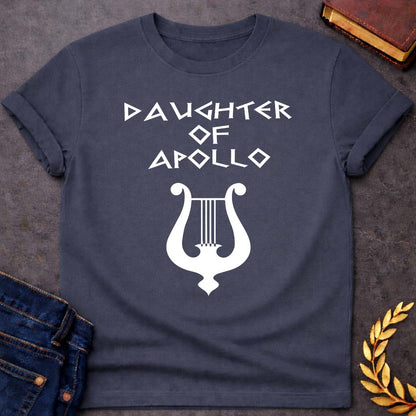 Daughter of Apollo Greek Mythology Adult T-Shirt featuring detailed Greek mythology artwork, symbolic design, and bold graphic style