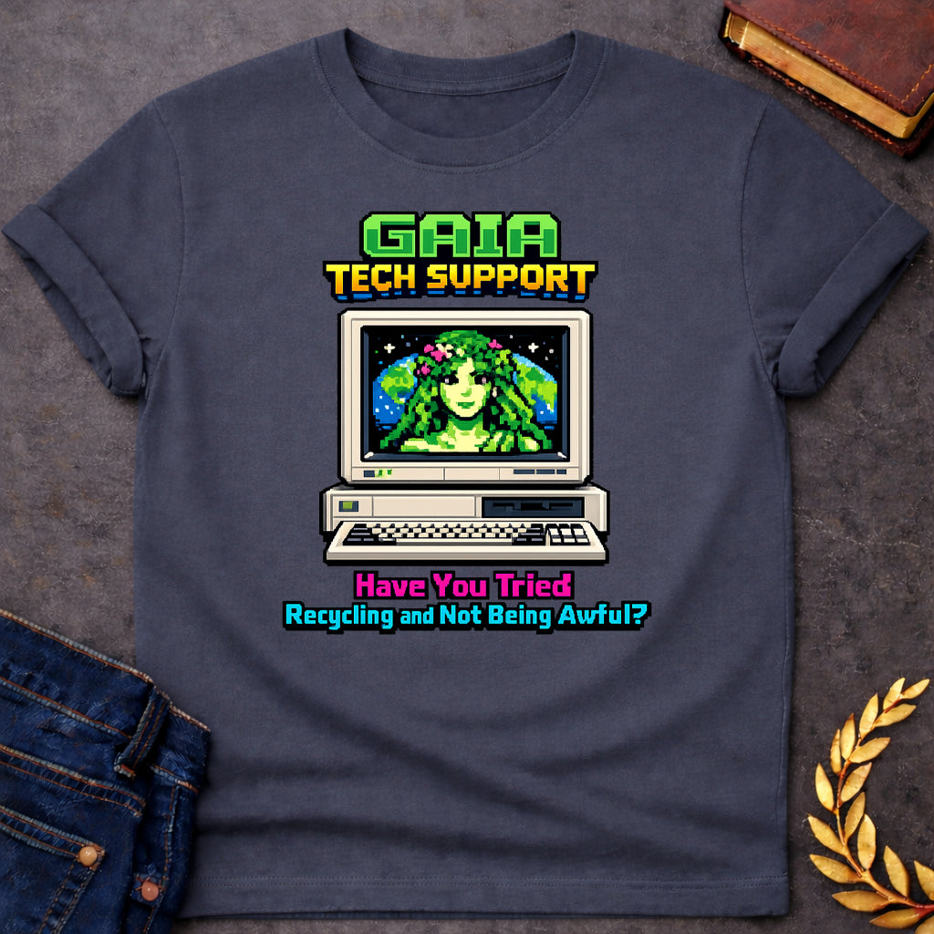 gaia tech support greek mythology adult shirt featuring detailed Greek mythology artwork, symbolic design, and bold graphic style