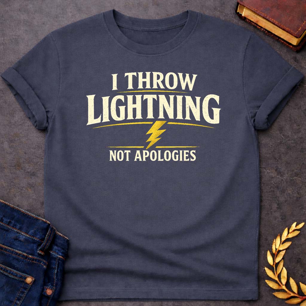 zeus i throw lightning greek mythology youth t shirt featuring lightning bolt, sky god power symbolism in bold Greek mythology design