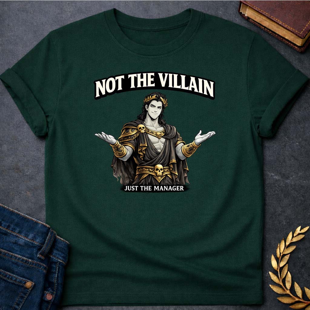 hades not the villain greek mythology adult t shirt featuring underworld king, skull motifs, dark Greek mythology design