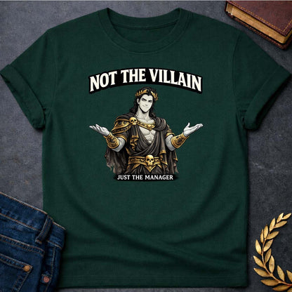 hades not the villain greek mythology adult t shirt featuring underworld king, skull motifs, dark Greek mythology design